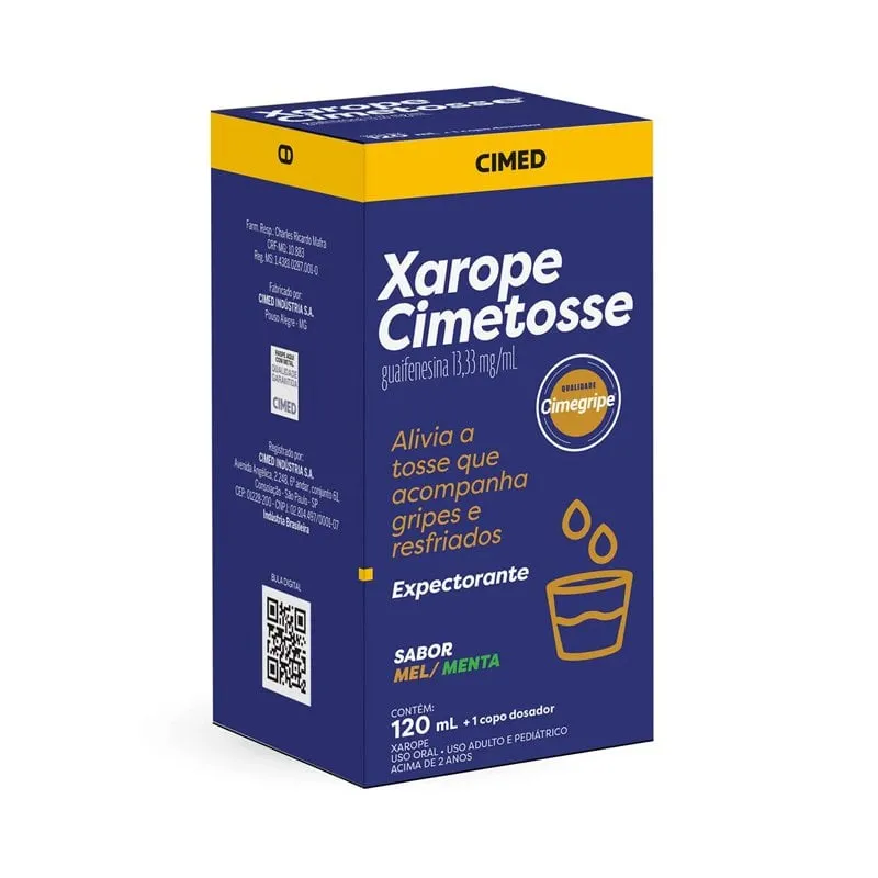 Xarope Cimetosse 13,33mg/ml Sabor Mel e Menta 120ml